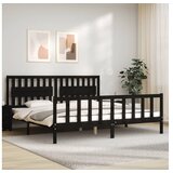 vidaXL Za krevet s uzglavljem crni 200 x 200 cm od masivnog drva | shoptok.hr