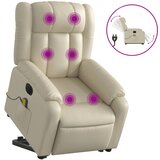 Maison Chic Električni masažni stol - Relax naslanjač s funkcijo vstajanja krem umetno usnje, (22061324) | Shoptok.si