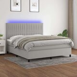  Krevet box spring s madracem LED svjetlosivi 160x200 cm tkanina Cijene