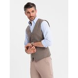 Ombre Jacquard casual men's vest without lapels - brown | Shoptok.si