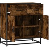vidaXL Komoda dimljeni hrast 68x35x76 cm inženirski les in kovina | Shoptok.si