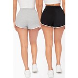 Dewberry 80189 2-Piece Set Women Mini Shorts-GREY-BLACK | shoptok.hr