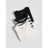 Reserved Pamučna majica dugih rukava 3 kom - krem | shoptok.hr