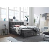MID.YOU POSTELJA Z VZMETNICO 180 cm x 200 cm , tekstil, leseni material antracit | Shoptok.si