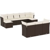  10-dijelni set vrtnih sofa od poliratana s jastucima smeđi | shoptok.hr