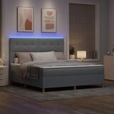  LED Box Spring Krevet Svijetlo siva 180 x 200 cm tkanina | Eponuda.com