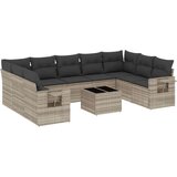  10-dijelni set vrtnih sofa poliratan s jastucima svijetlosivi | shoptok.hr