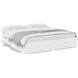 Maison Chic Posteljni okvir - Dvoposteljna postelja - Zakonska postelja s predali bel 180x200 cm inženirski les, (21694019) | Shoptok.si