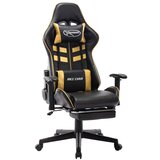 vidaXL Gaming stol z oporo za noge črno in zlato umetno usnje Cene