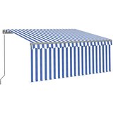 Tenda na ručno uvlačenje s roletom LED 3,5 x 2,5 m plavo-bijela | shoptok.hr
