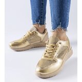 Gemre Beige and gold sneakers with decorative stitching Facondo | Shoptok.si