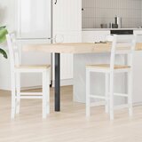  Trpezarijske stolice 2 pcs Čvrsto drvo od gume Bijelo | shoptok.hr