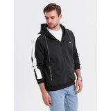 Ombre Men's unbuttoned hooded sweatshirt with piping - black | Shoptok.si