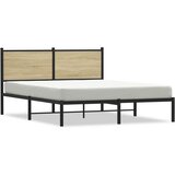 vidaXL Kovinski posteljni okvir z vzglavjem sonoma hrast 137x190 cm Cene