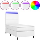 vidaXL Box spring postelja z vzmetnico LED bel 100x200 cm umetno usnje, (20789668) Cene