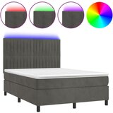 vidaXL Box spring postelja z vzmetnico LED temno siva 140x200 cm žamet, (20930284) Cene