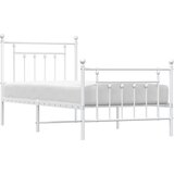  Metalni okvir kreveta uzglavlje i podnožje bijeli 90 x 200 cm | shoptok.hr