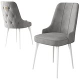 Hanah home set trpezarijskih stolica Enoa 2 kom, siva tkanina Babyface, bele drvene noge | Eponuda.com