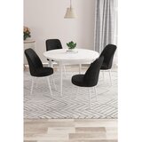 Hanah home trpezarijski set Kea, sto i 4 stolice, bela ploča, crna tkanina Babyface | Eponuda.com