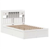 vidaXL Posteljni okvir brez vzmetnice bel 135x190 cm trdna borovina | Shoptok.si