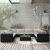  9-dijelna vrtna garnitura od poliratana s jastucima crna | shoptok.hr