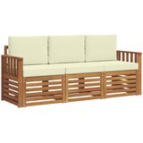  Setovi sofa 3 kom. Prirodna i krem Čvrsto drvo akacije | shoptok.hr