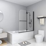 Furnova Zložljiva pregrada za tuš z 2 paneloma ESG 120x140 cm črna, (21918013) | Shoptok.si