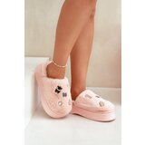 FK1 Women's Furry Slippers On Thick Sole With Pins Pink Zintoria Cene