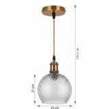 Brilagi LED luster na sajli RETRO GLASS 1xE27/60W/230V prečnik 25 cm zlatna/zadimljeno-siva Slike
