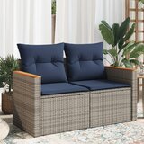 Vrtna sofa s jastucima za 2 osobe, siva, poliratan | shoptok.hr