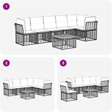  Sjedeća garnitura za vrt 7 pcs Crna i tamno siva poliratan | shoptok.hr