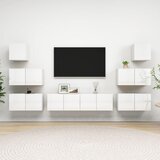  8-dijelni set TV ormarića visoki sjaj bijeli od iverice | shoptok.hr