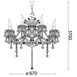 Ideal Lux kristalni luster na lancu napoleon 8xE14/40W/230V prečnik 67 cm hrom | Eponuda.com
