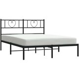 vidaXL Kovinski posteljni okvir z vzglavjem črn 135x190 cm | Shoptok.si