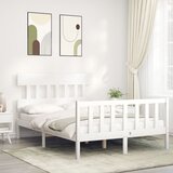 vidaXL Okvir za krevet s uzglavljem bijeli 140x200 cm od masivnog drva Cijene