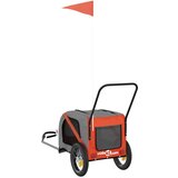 Prikolica za bicikl za pse narančasto-crna od tkanine i željeza | shoptok.hr