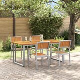 vidaXL 5-delni vrtni jedilni set siva aluminijasta in trdi akacijev les | Shoptok.si