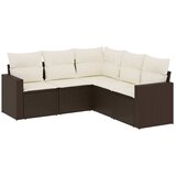  5-dijelni set vrtnih sofa s jastucima poliratan smeđi | shoptok.hr