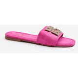 Kesi Women's flat-heeled slippers with fuchsia inaile embellishment Cene