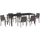  Vrtni set za objed 7 pcs Smeđa i crna PE ratan | Eponuda.com