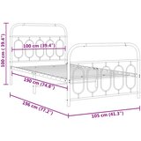  Metalni okvir kreveta uzglavlje i podnožje crni 100x190 cm | shoptok.hr