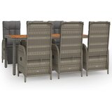  7-dijelni vrtni blagovaonski set sivi od poliratana Siva Dužina stola 190 cm | Shoptok.si