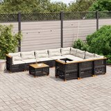 vidaXL 11-dijelni set vrtnih sofa od poliratana s jastucima crni | shoptok.hr