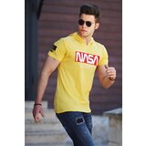 Madmext Printed Men's Yellow Hooded T-Shirt 4629 Cene