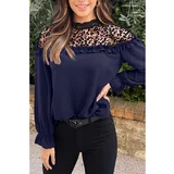 Fenzy Elegantna Bluza Z Volančki, Temno Modra