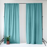 Linen Tales Turkizna lanena zavesa 140x200 cm Coastal Blue – Cene