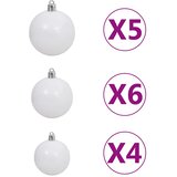  Umjetno osvijetljeno božićno drvce s kuglicama bijelo 120 cm | shoptok.hr