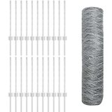  Ograje Posts 11 kos U-Kanal 60 cm Pocinkano jeklo, Šestkotna ograja 0,5x50 m Pocinkano jeklo | Shoptok.si