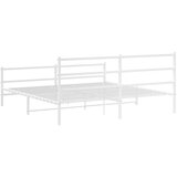 vidaXL Kovinski posteljni okvir z vzglavjem in vznožjem bel 193x203 cm, (21007075) | Shoptok.si