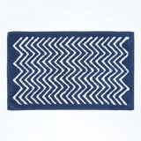 HOMESCAPES kopalniška preproga cik-cak bicolore nedrseča 100% bombaž modra, 50 x 80 c, (5000161155) | Shoptok.si